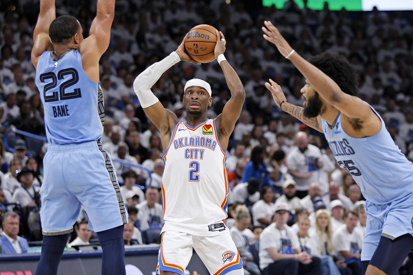 熊猫体育资讯：【NBA·季后赛】雷霆狂虐灰熊51分亚历山大登场23分钟打卡下班