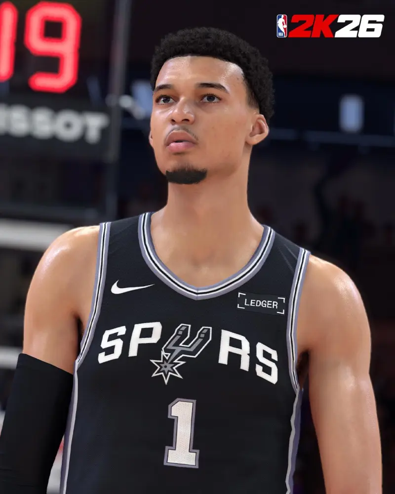 流言板]惟妙惟肖？NBA2K官方分享文班亚马在2K26中的游戏形象(图1)