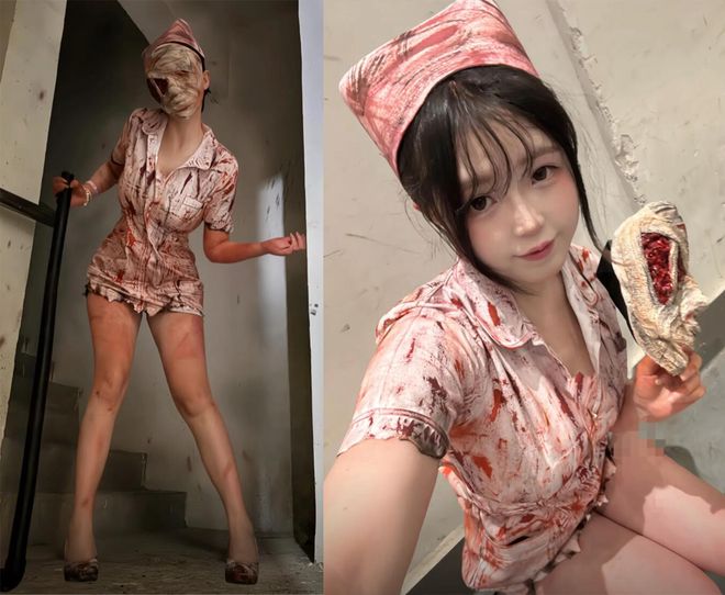 熊猫体育资讯：又野又欲的寂静岭护士cos好身材就是最大的底气(图7)