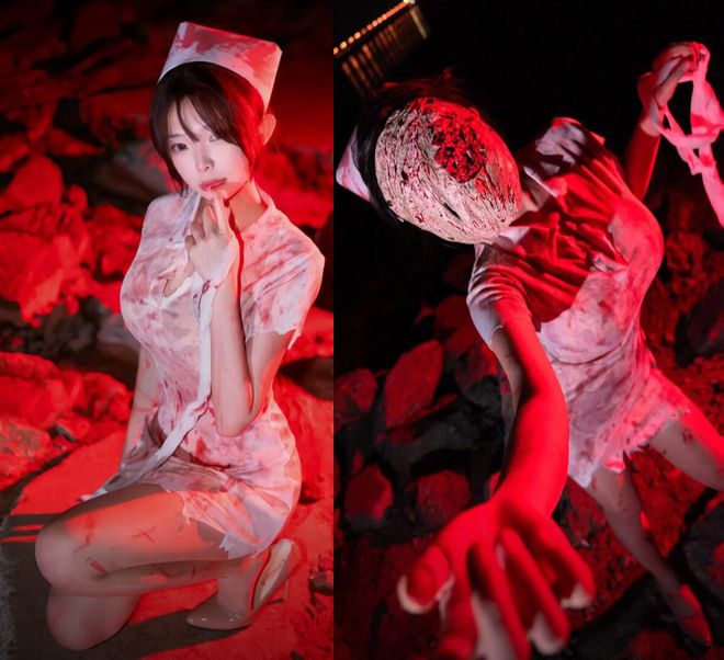 熊猫体育资讯：又野又欲的寂静岭护士cos好身材就是最大的底气(图6)