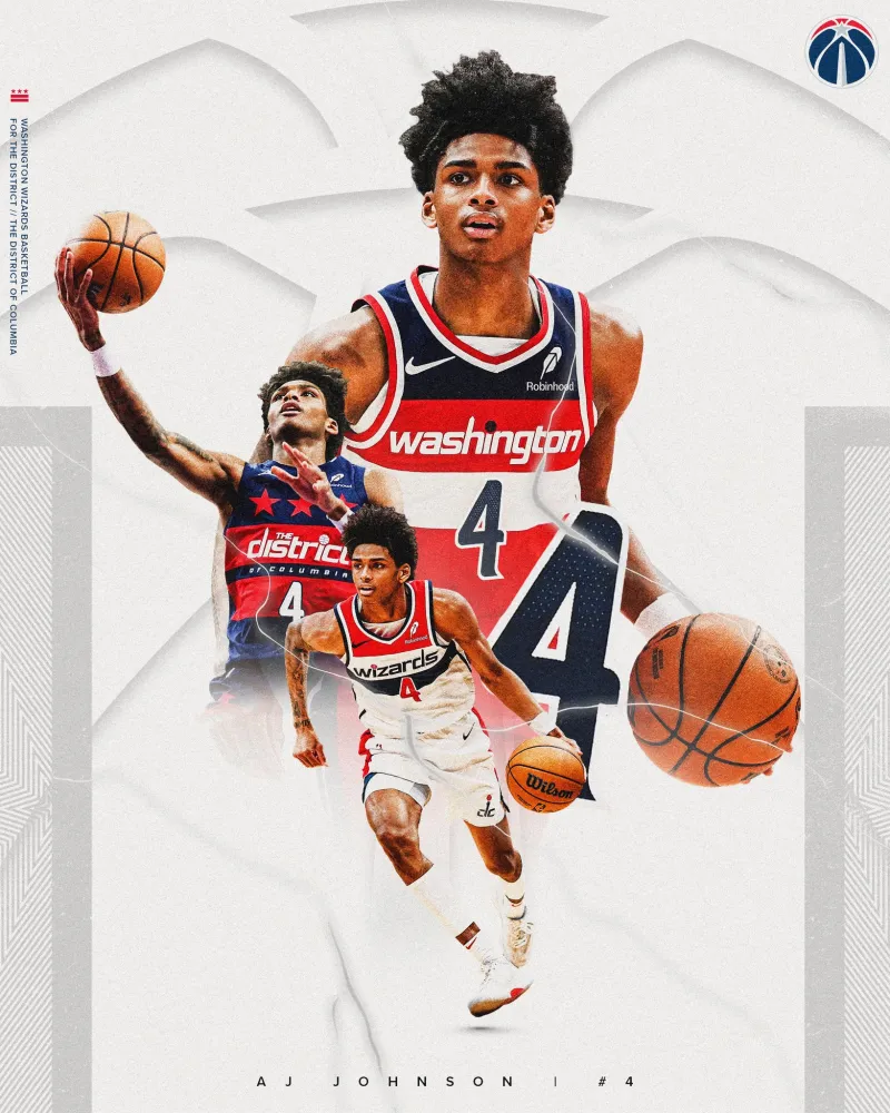 流言板]奇才官方晒AJ-约翰逊主题海报：4号已被AJ-约翰逊锁定(图1)